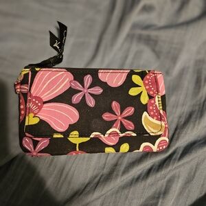 Vera Bradley Black and Pink Floral Clutch